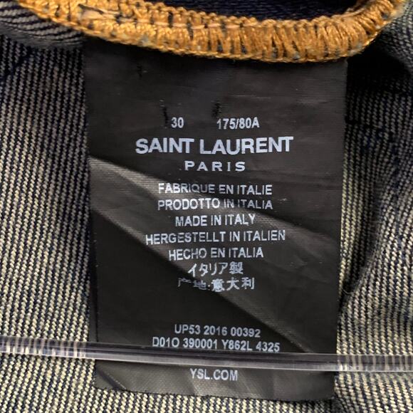 SAINT LAURENT Size 30 Blue Contrast Stitch Cotton Blend Straight Jeans - Picture 4 of 6